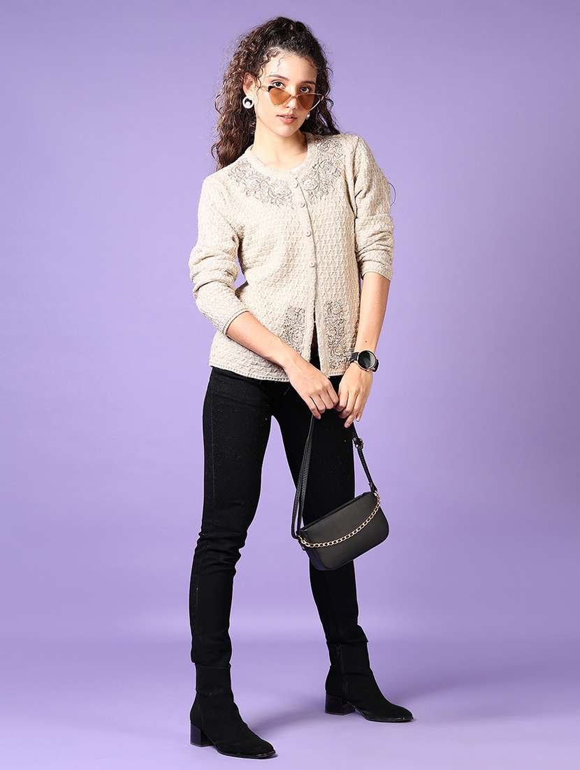 women self designed long sleeve cardigan - 21661088 -  Standard Image - 4