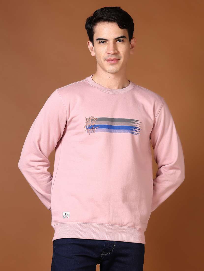 men long sleeves chest print sweatshirt