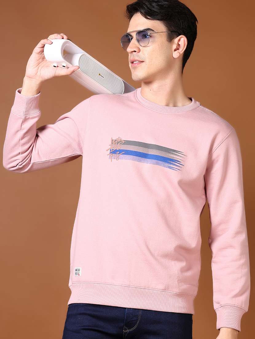 men long sleeves chest print sweatshirt - 21661116 -  Standard Image - 1