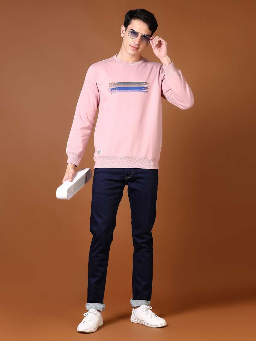 men long sleeves chest print sweatshirt - 21661116 -  Standard Image - 4