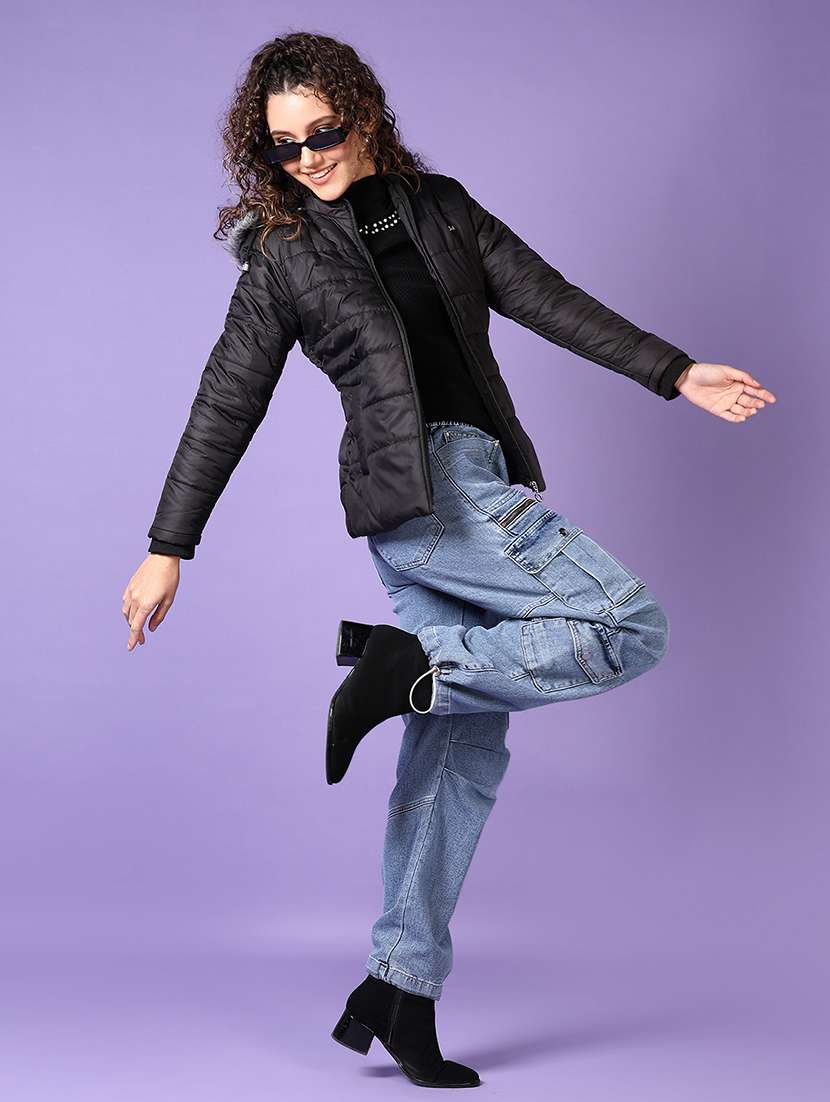 women long sleeves solid puffer jacket - 21661139 -  Standard Image - 4