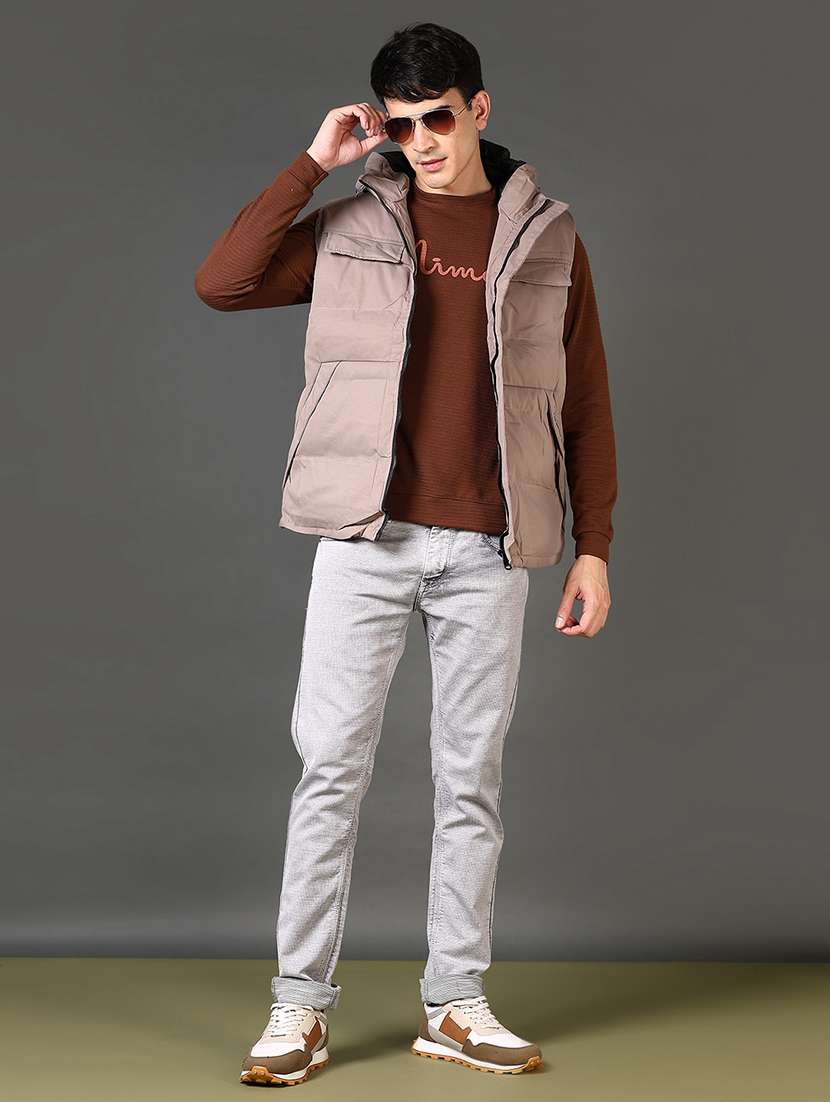 men's beige puffer hooded quilted jacket - 21661152 -  Standard Image - 4
