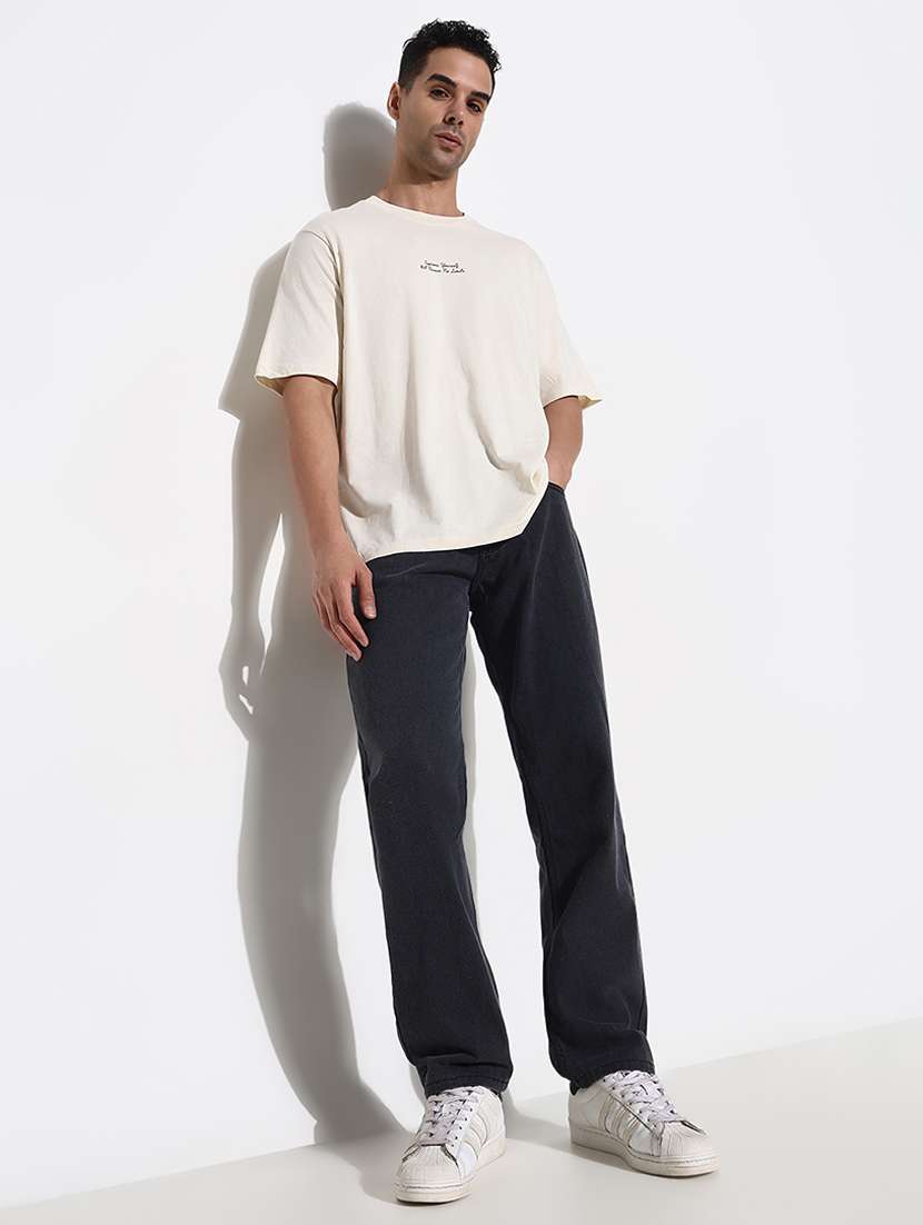 men mid rise straight fit plain denim jean - 21661332 -  Standard Image - 4