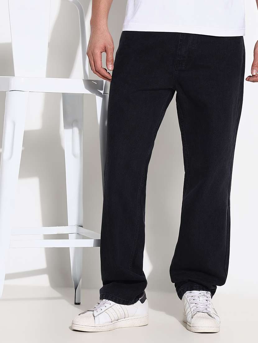 men mid rise straight fit plain denim jean - 21661335 -  Standard Image - 1