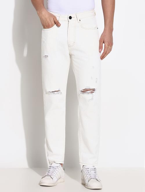 men mid rise straight fit slash knee denim jean - 21661336 - Standard Image - 0