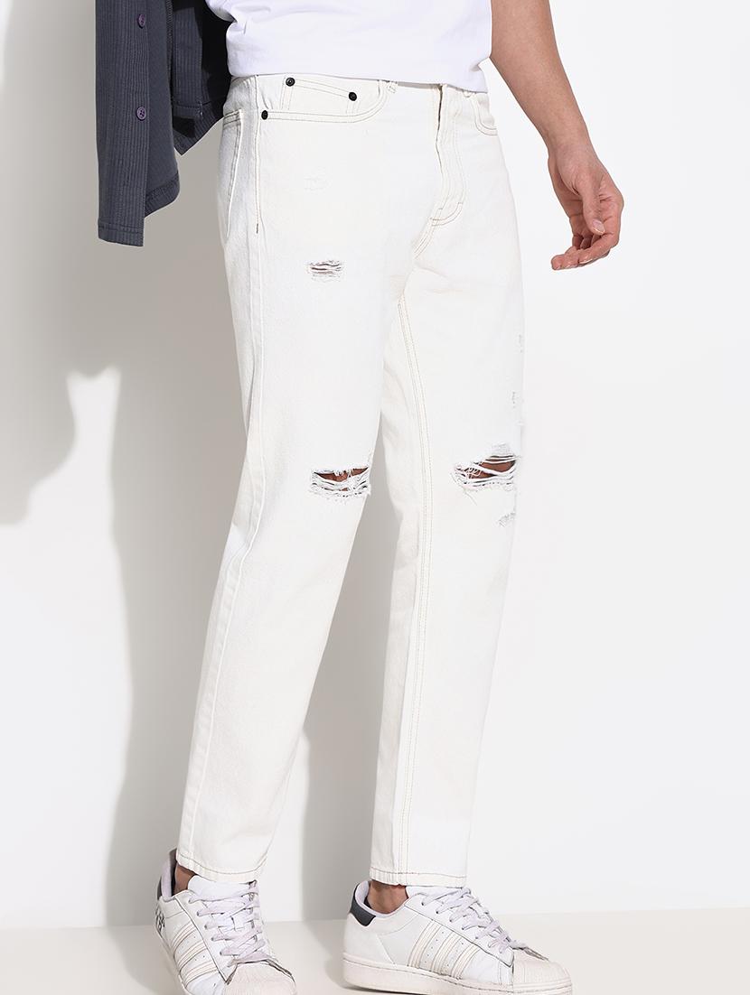 men mid rise straight fit slash knee denim jean - 21661336 - Standard Image - 1