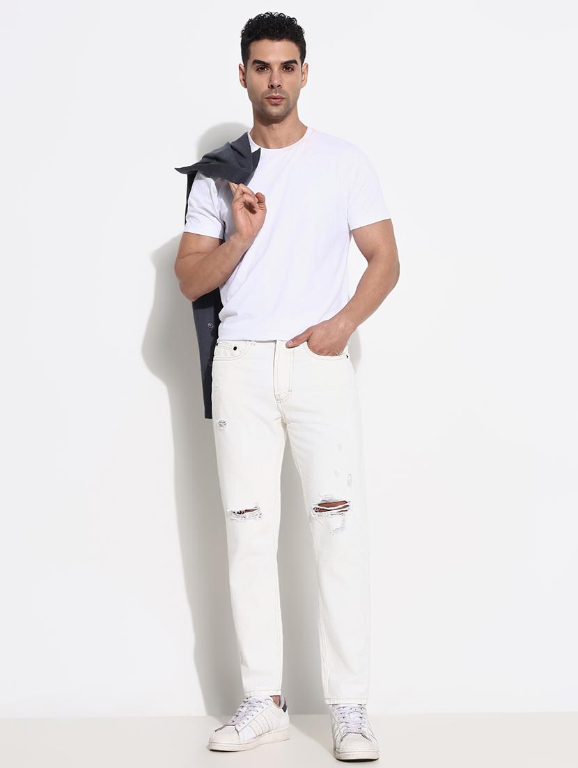 men mid rise straight fit slash knee denim jean - 21661336 - Standard Image - 4