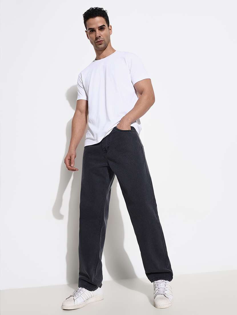men mid rise straight fit plain denim jean - 21661337 - Standard Image - 4