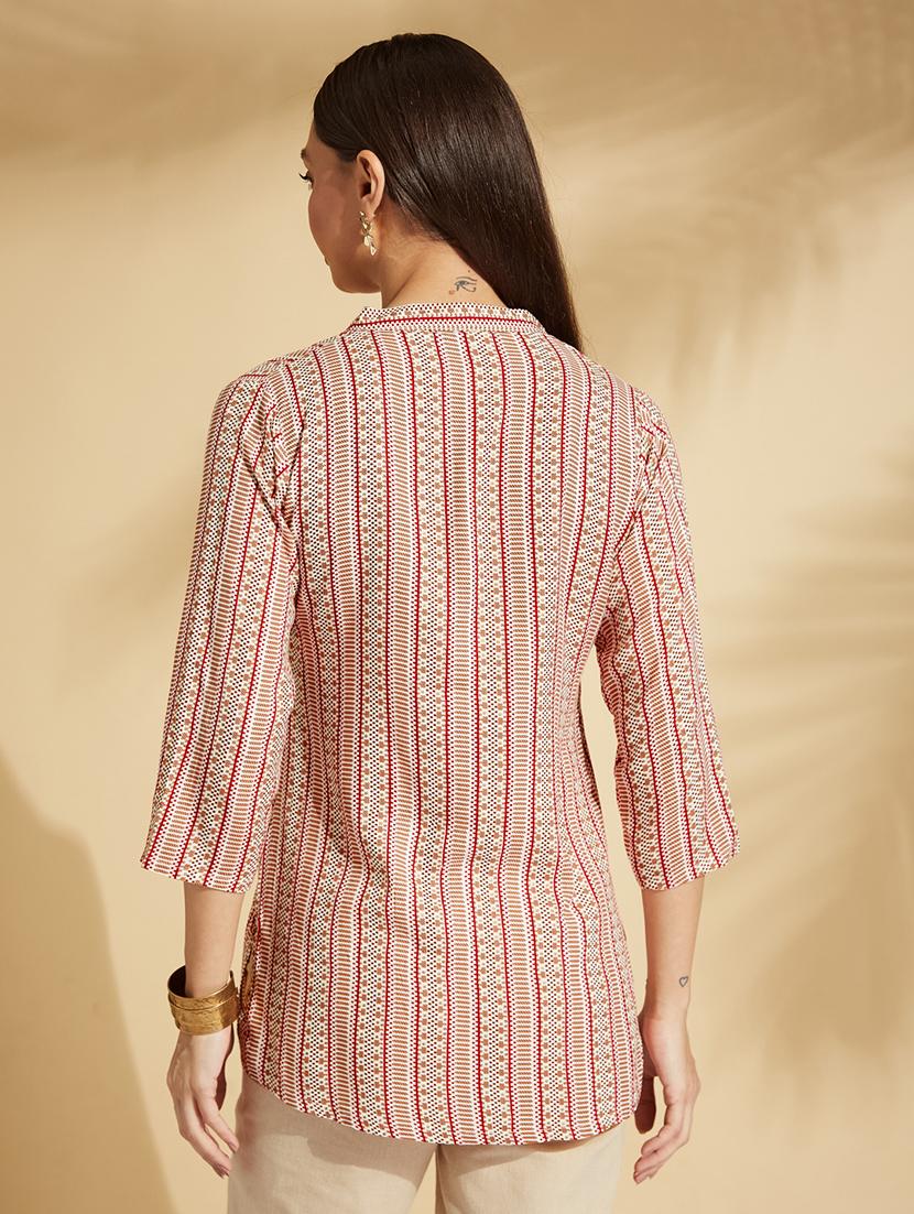 women peach printed straight kurti - 21661342 - Standard Image - 1
