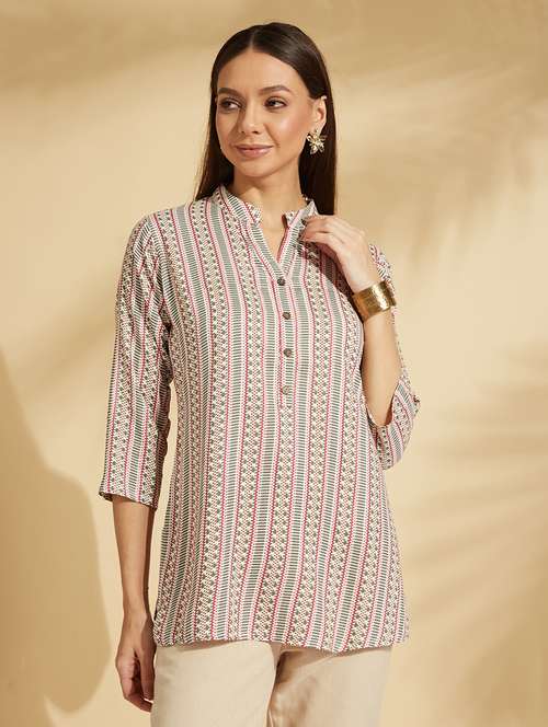 women white printed straight kurti - 21661343 - Standard Image - 0