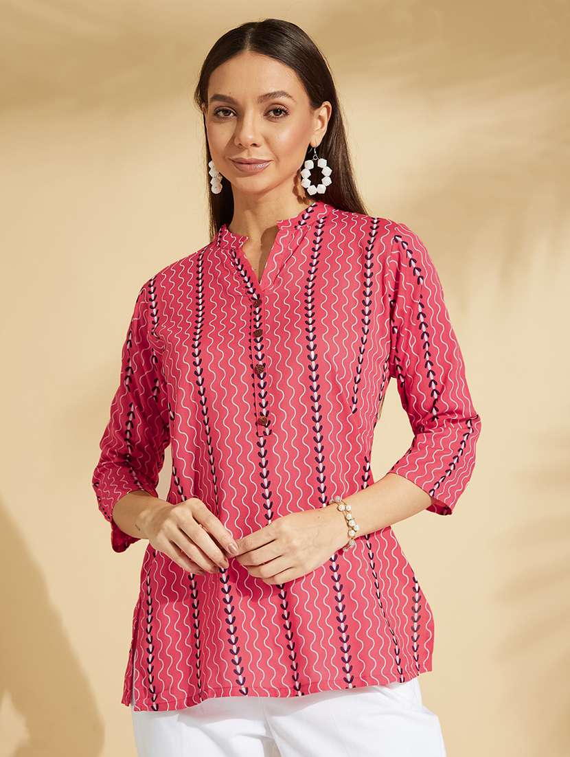 pink rayon straight kurti