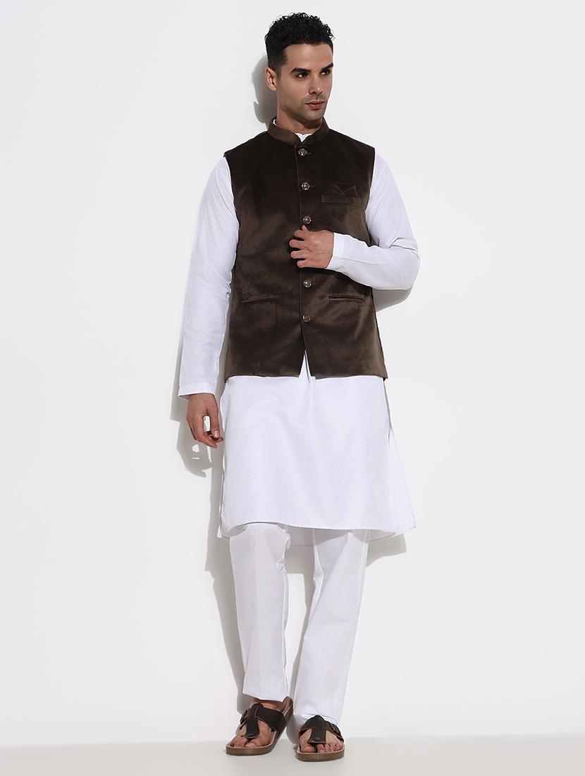 men mandarin neck solid nehru jacket - 21661413 - Standard Image - 4