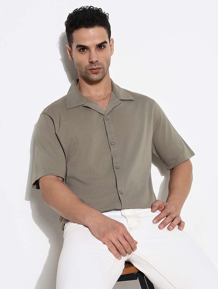men textured short sleeves loose fit shirt - 21661416 -  Standard Image - 1