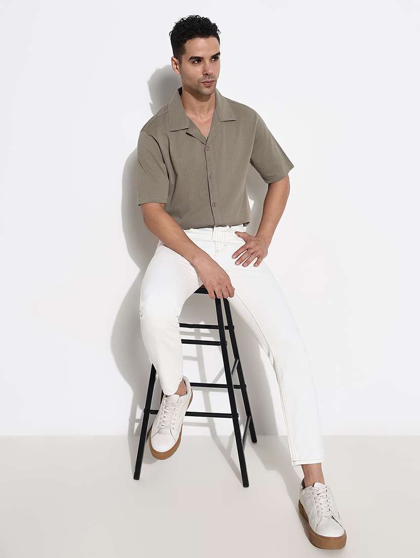 men textured short sleeves loose fit shirt - 21661416 -  Standard Image - 4