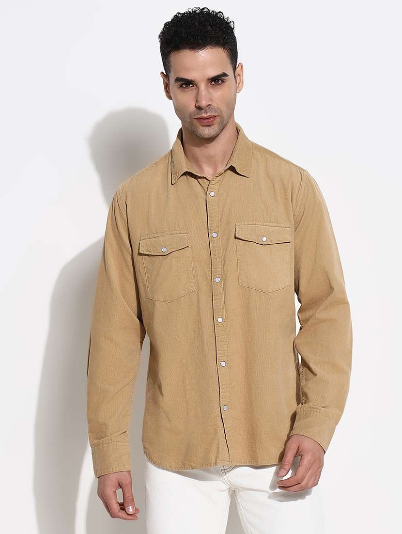 men textured short sleeves loose fit shirt