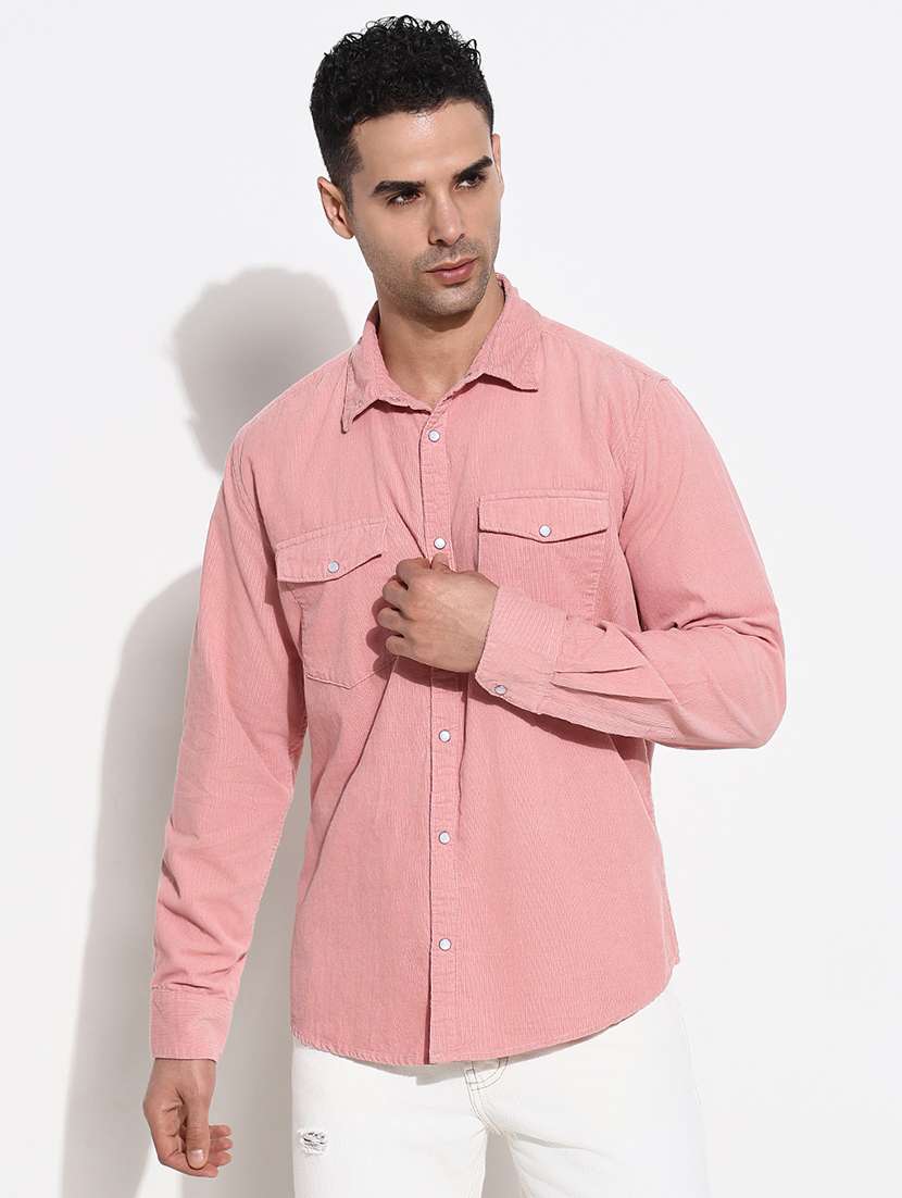 men corduroy long sleeve casual shirt