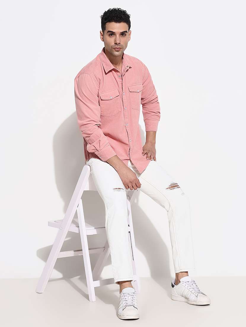men corduroy long sleeve casual shirt - 21661422 - Standard Image - 4