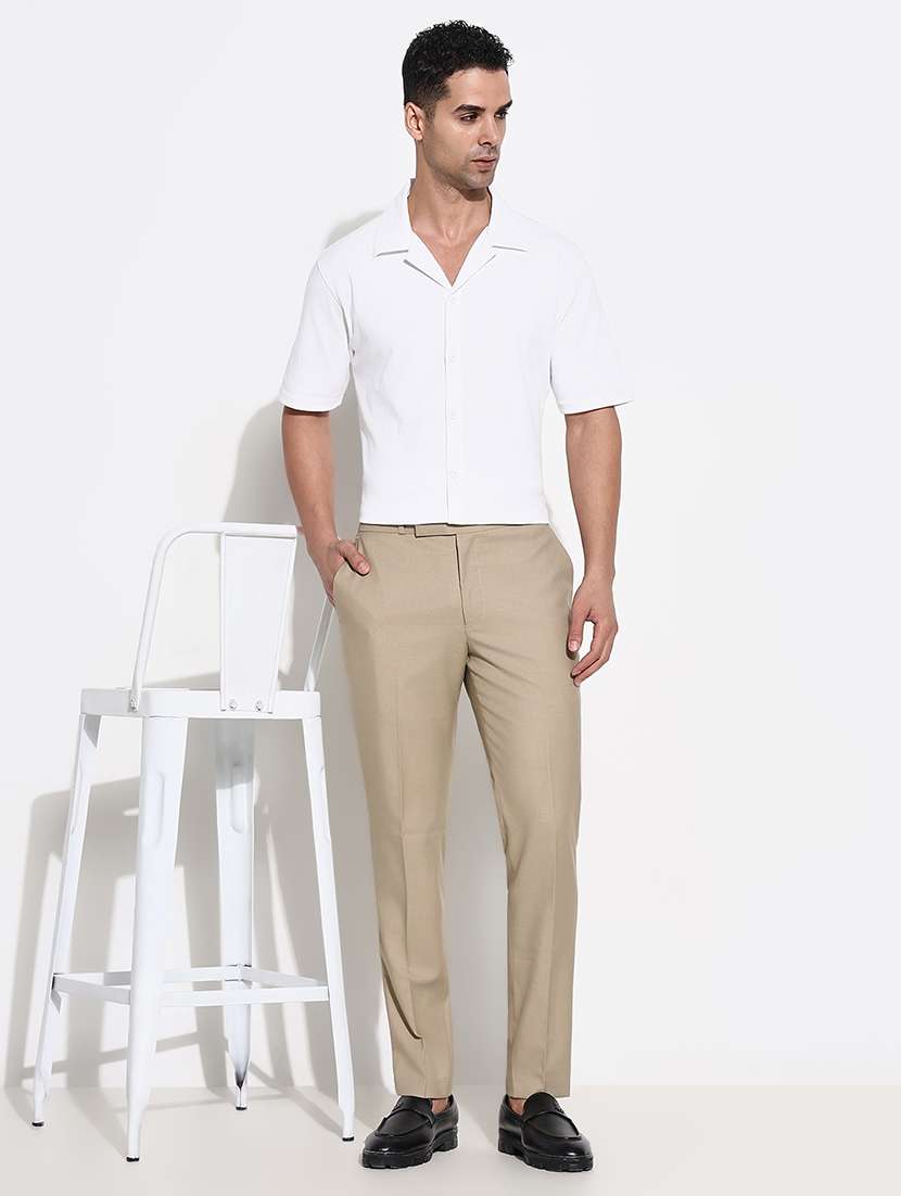 men mid rise solid flat front formal trouser - 21661425 -  Standard Image - 4
