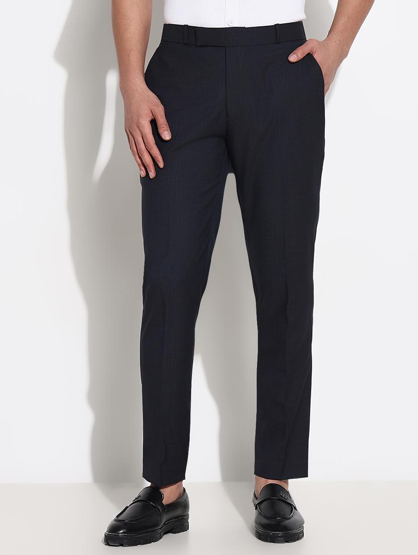 men mid rise solid flat front formal trouser