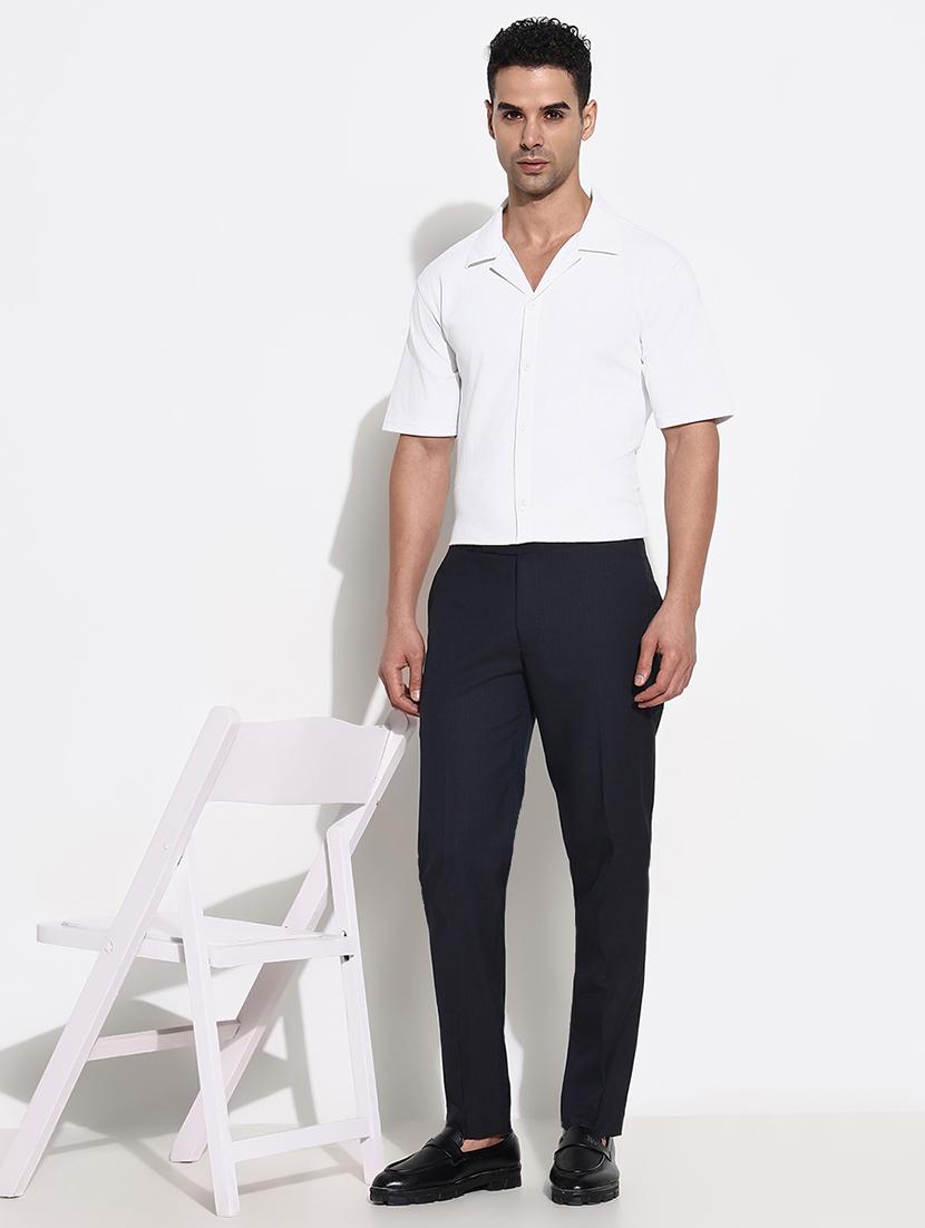 men mid rise solid flat front formal trouser - 21661429 - Standard Image - 4