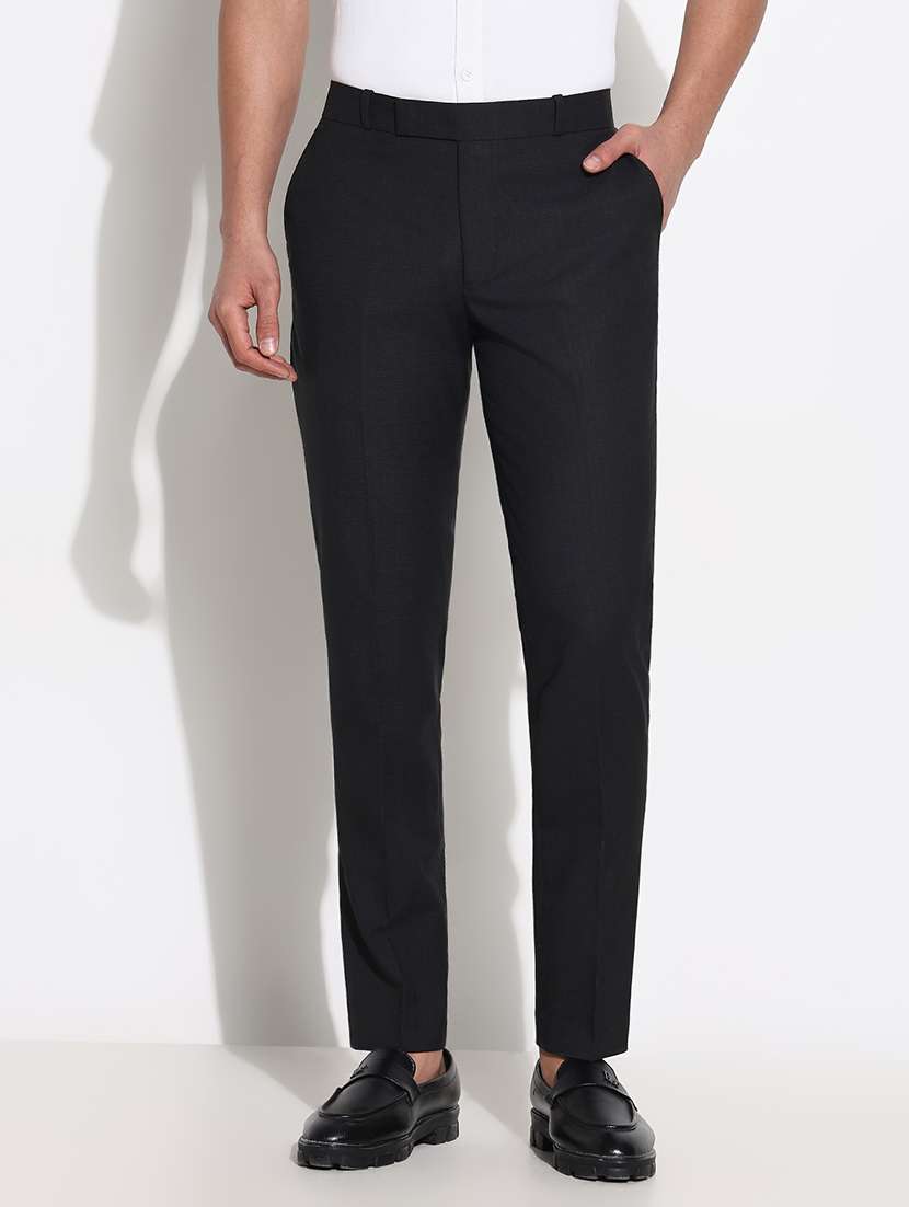 men mid rise solid flat front formal trouser
