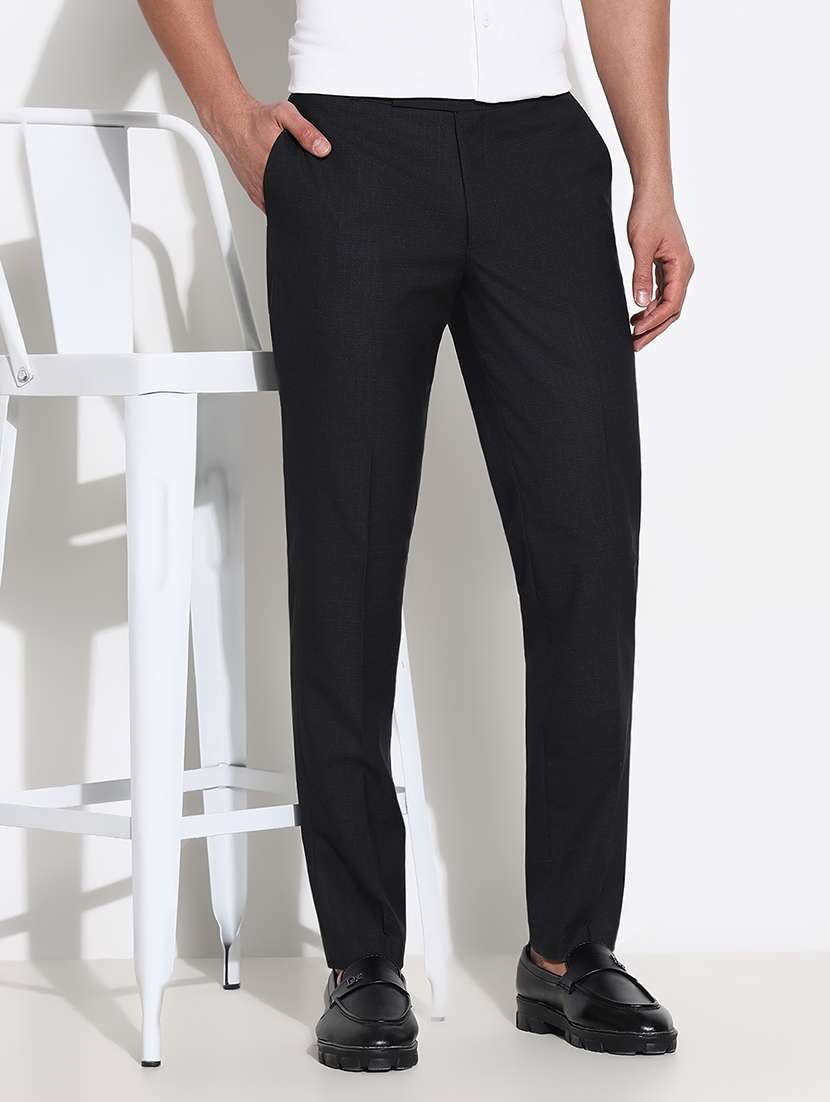 men mid rise solid flat front formal trouser - 21661430 -  Standard Image - 1