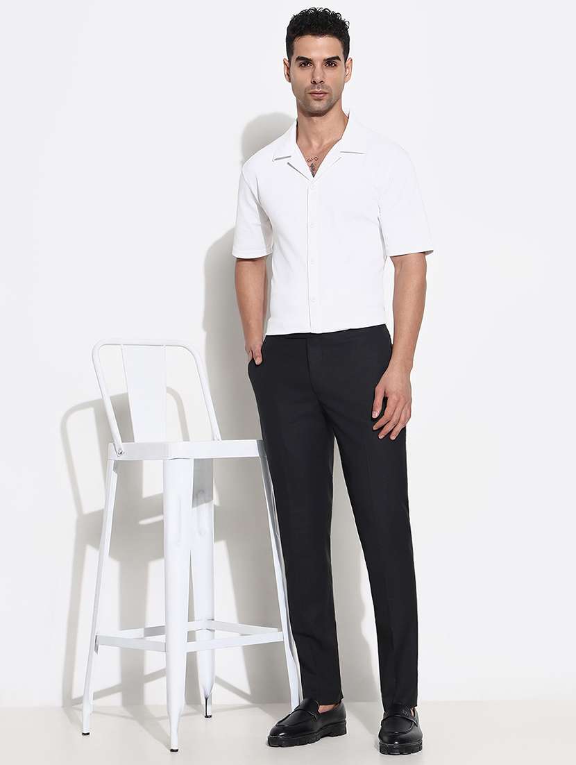 men mid rise solid flat front formal trouser - 21661430 -  Standard Image - 4