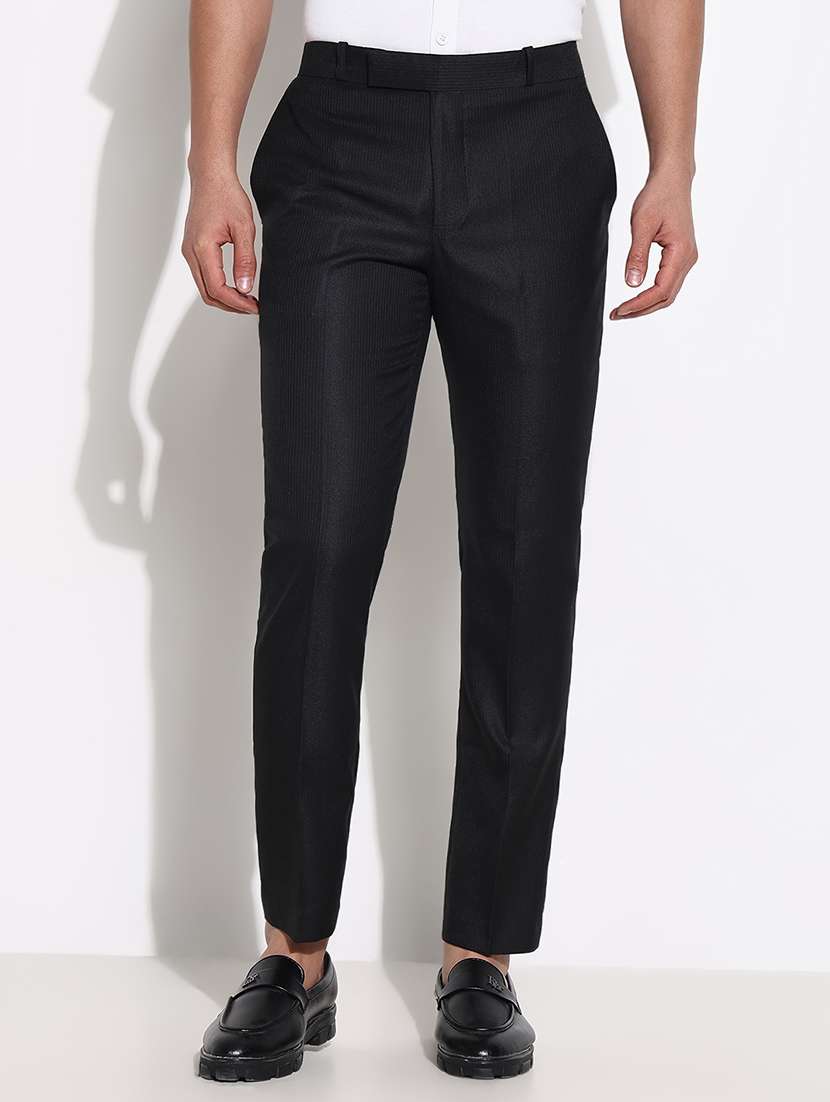 men mid rise striped flat front formal trouser