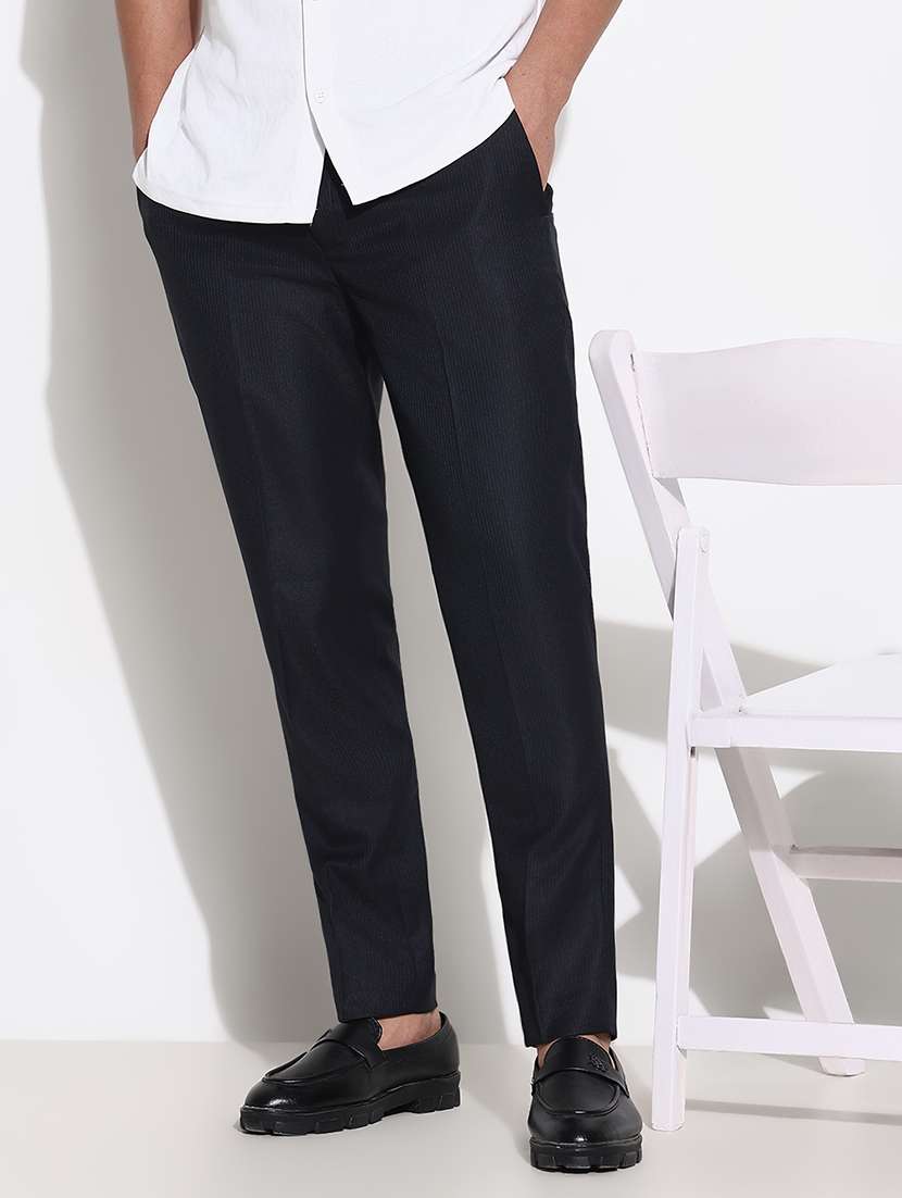 men mid rise striped flat front formal trouser - 21661432 -  Standard Image - 1