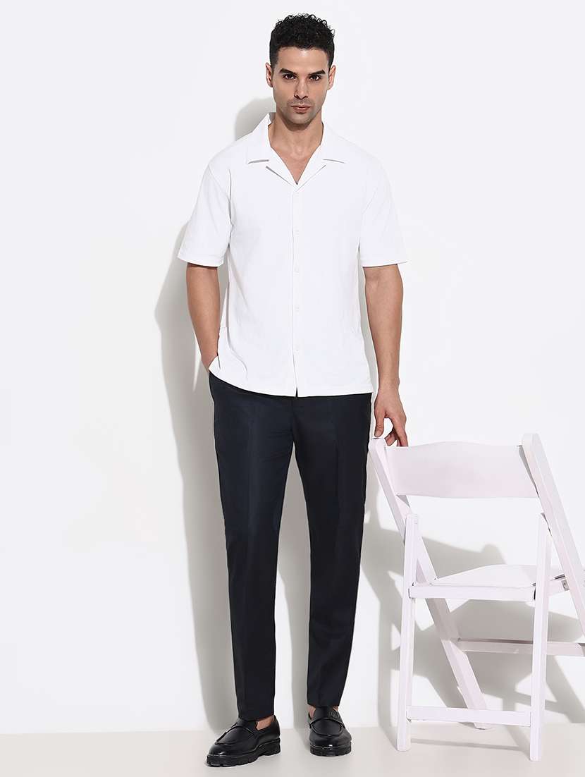 men mid rise striped flat front formal trouser - 21661432 -  Standard Image - 4