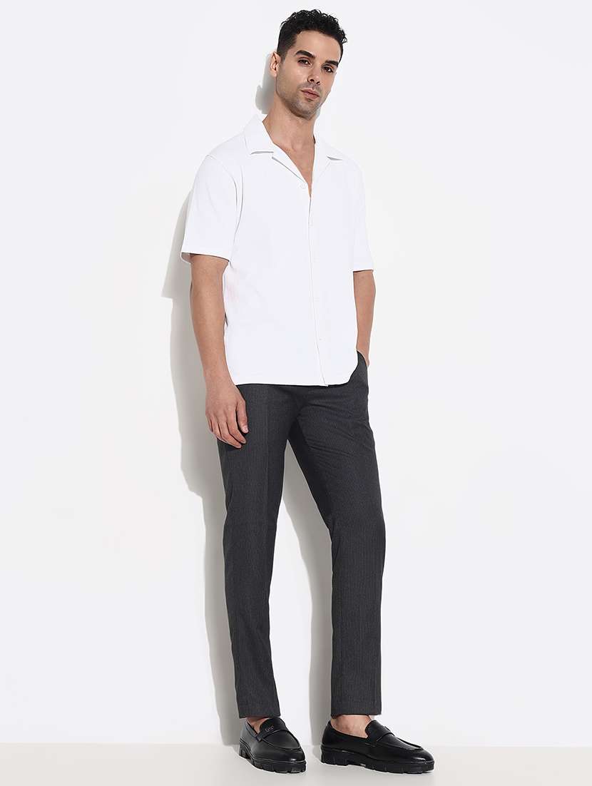 men mid rise striped flat front formal trouser - 21661433 -  Standard Image - 4