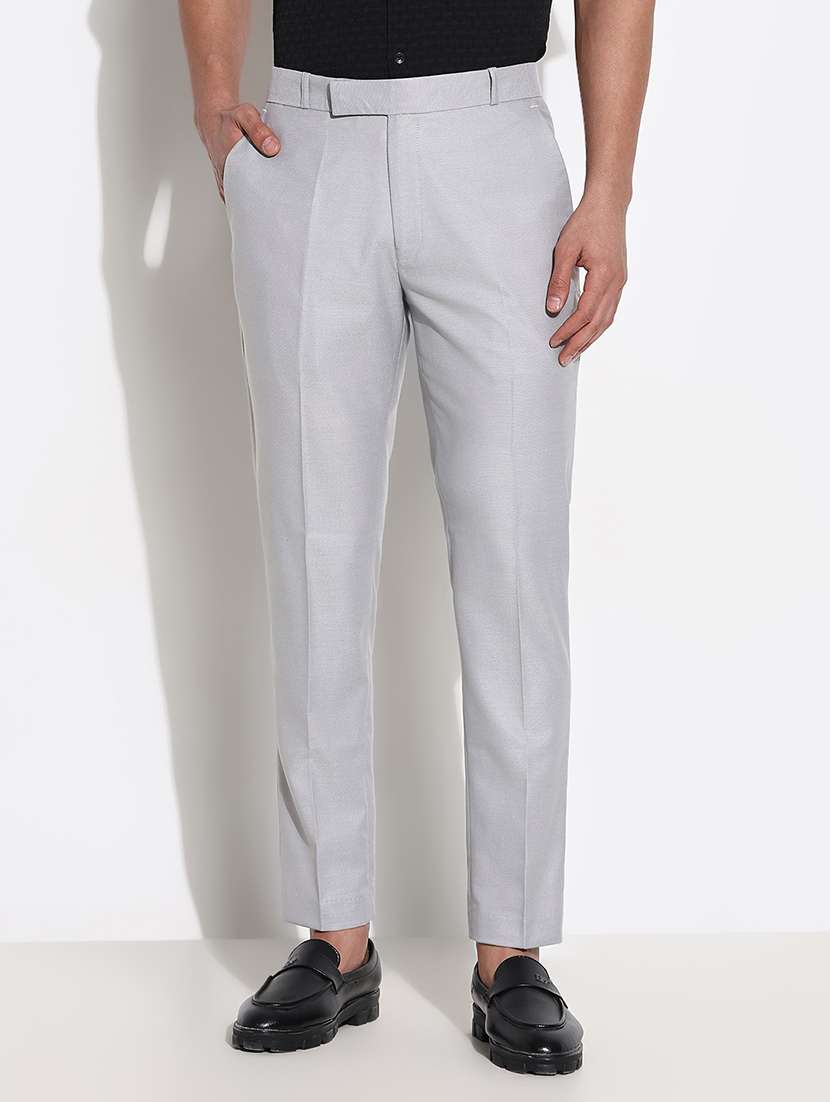 men mid rise solid flat front formal trouser