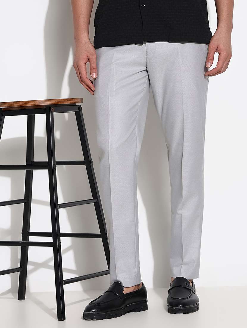 men mid rise solid flat front formal trouser - 21661435 -  Standard Image - 1