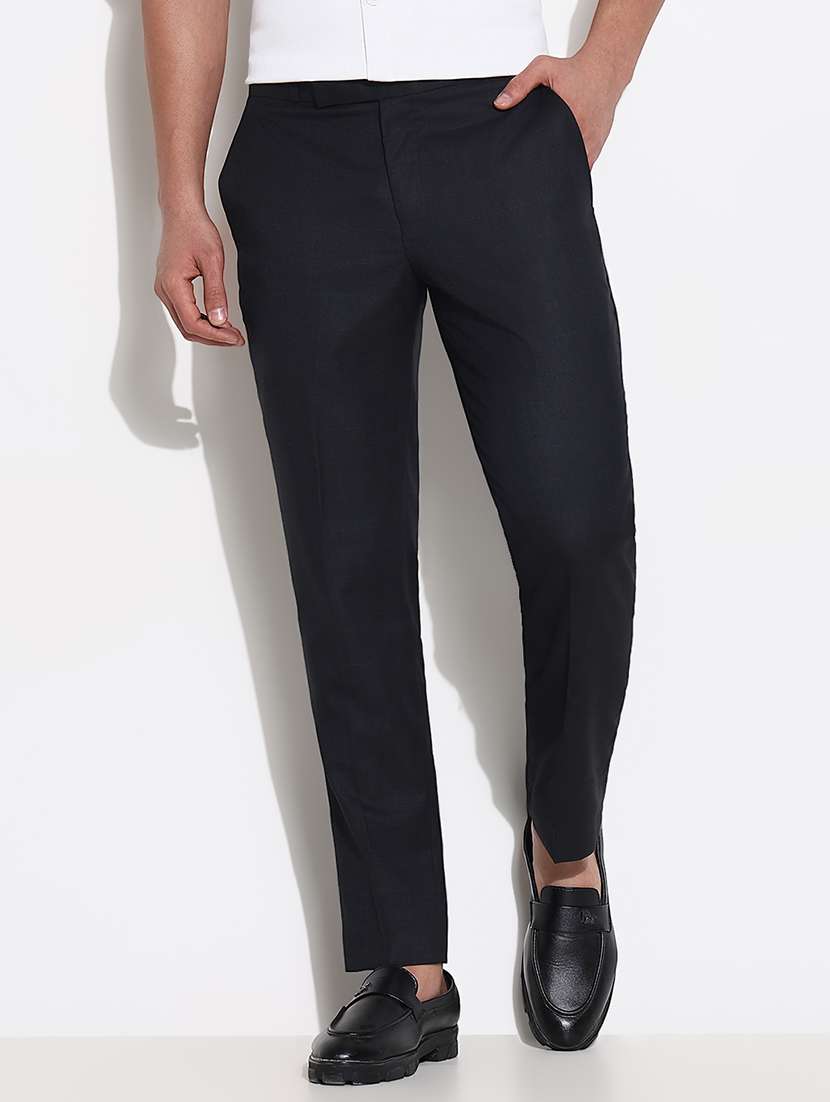 men mid rise solid flat front formal trouser - 21661436 -  Standard Image - 1