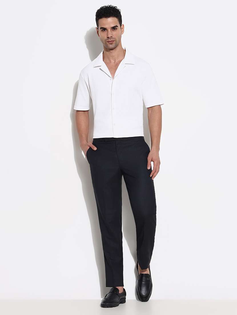men mid rise solid flat front formal trouser - 21661436 -  Standard Image - 4