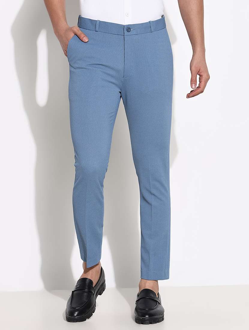 men mid rise solid flat front formal trouser