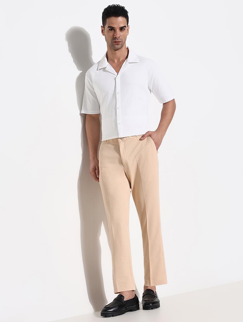 men mid rise solid flat front formal trouser - 21661445 - Standard Image - 4