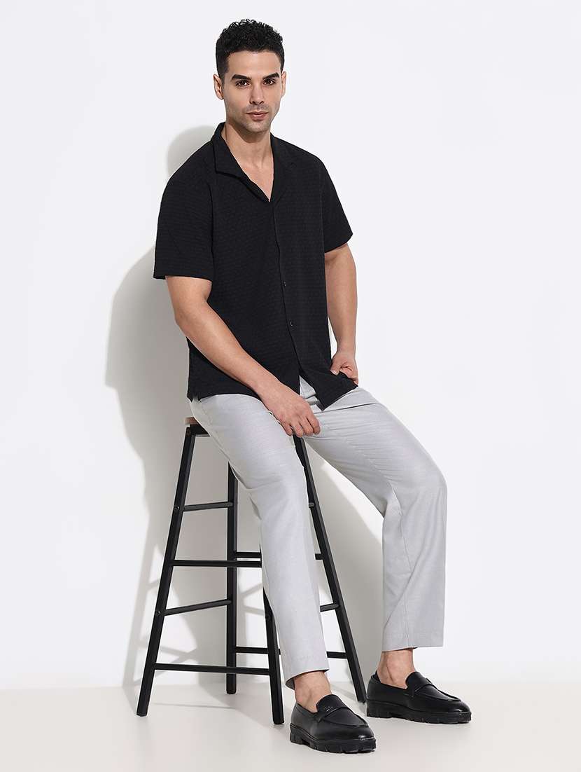 grey cotton blend pleated trousers formal - 21661448 - Standard Image - 4