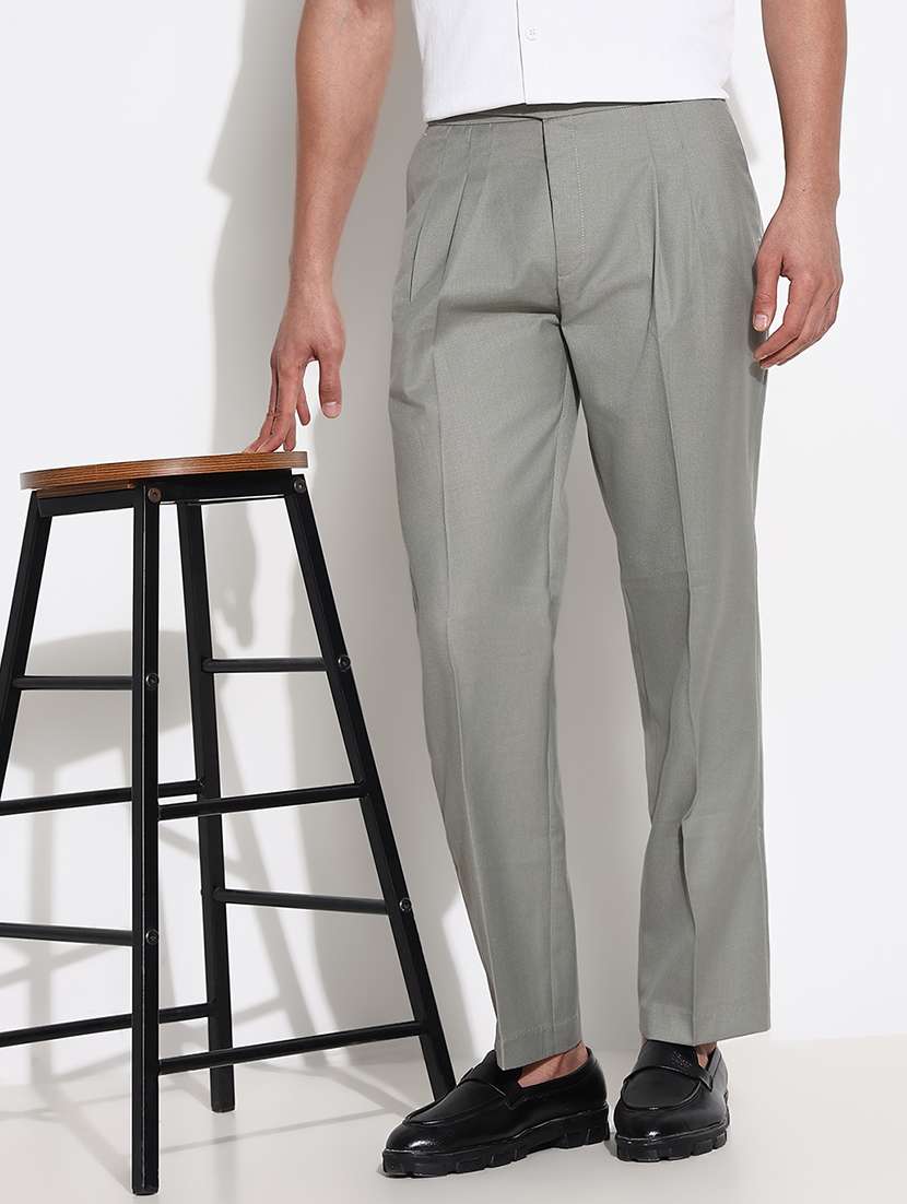 men solid mid rise loose fit trouser - 21661450 -  Standard Image - 1