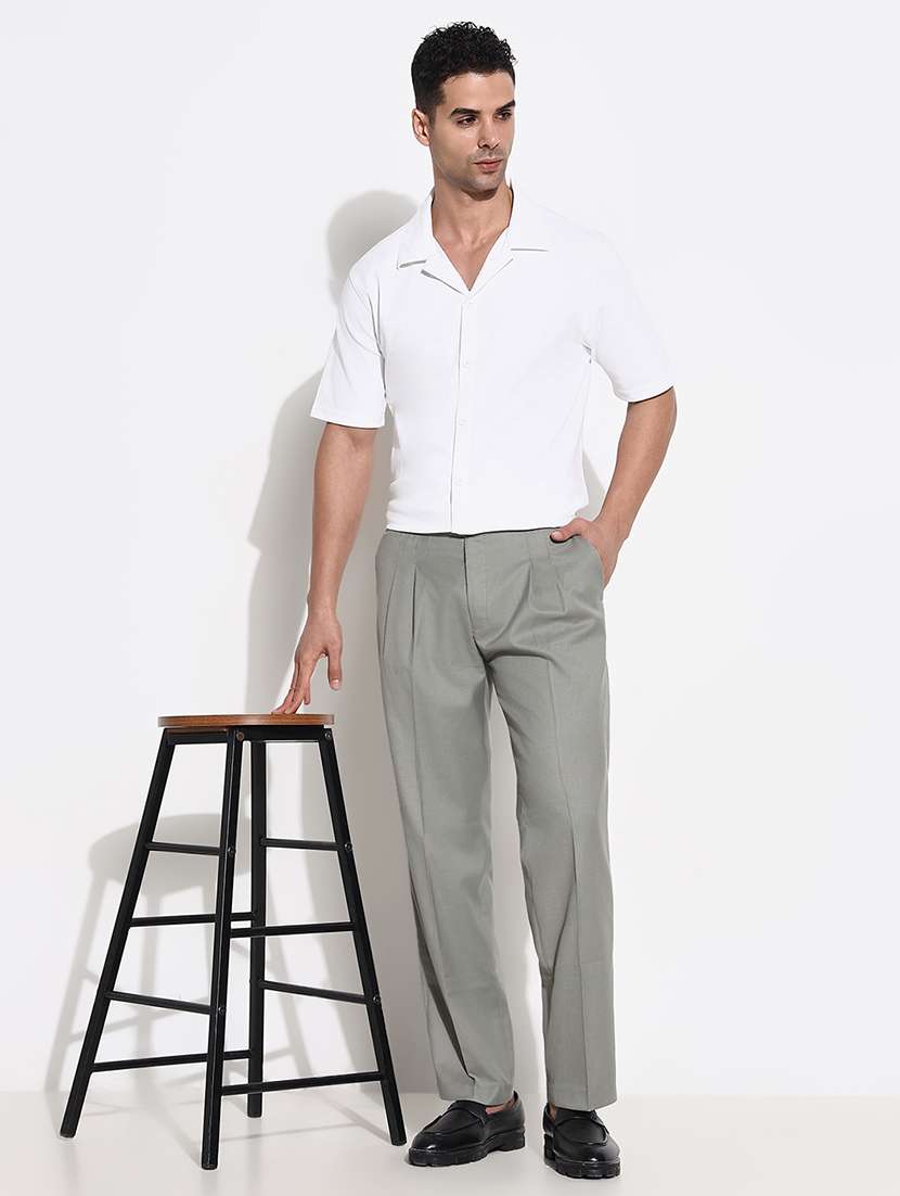 men solid mid rise loose fit trouser - 21661450 -  Standard Image - 4