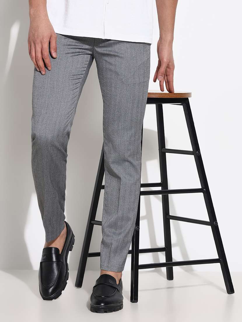 Men Solid Mid Rise Slim Fit Trouser - 21661452 -  Standard Image - 1