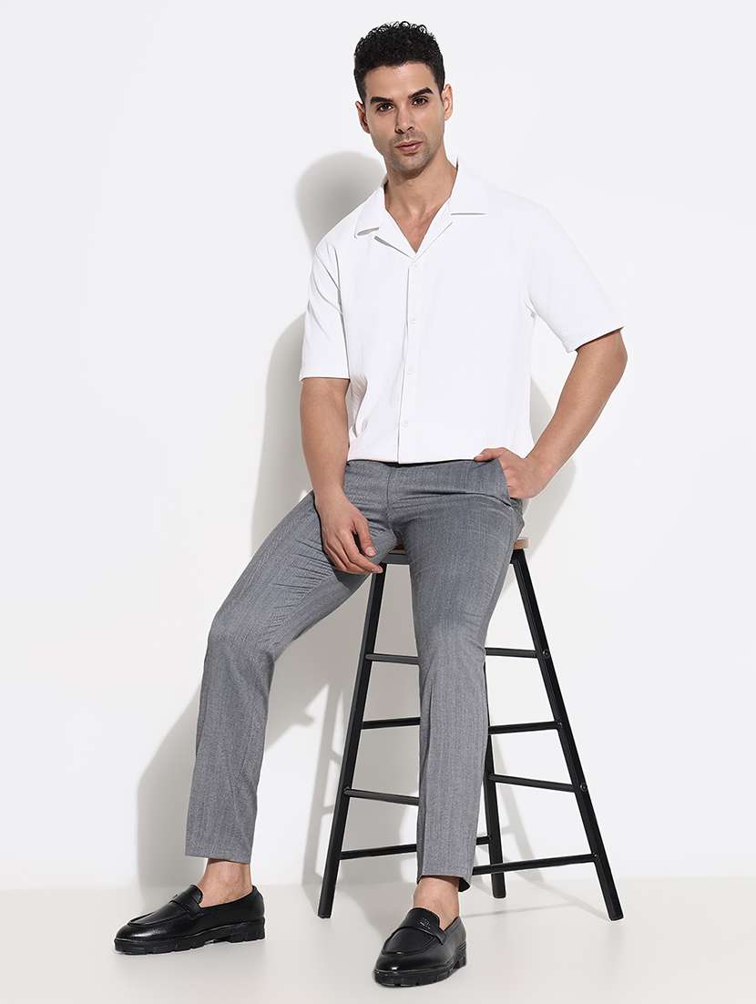 Men Solid Mid Rise Slim Fit Trouser - 21661452 -  Standard Image - 4