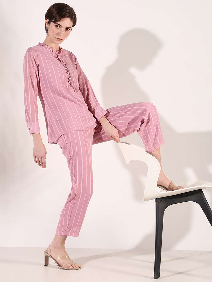 women stripes top and trouser co-ords set - 21661460 -  Standard Image - 1