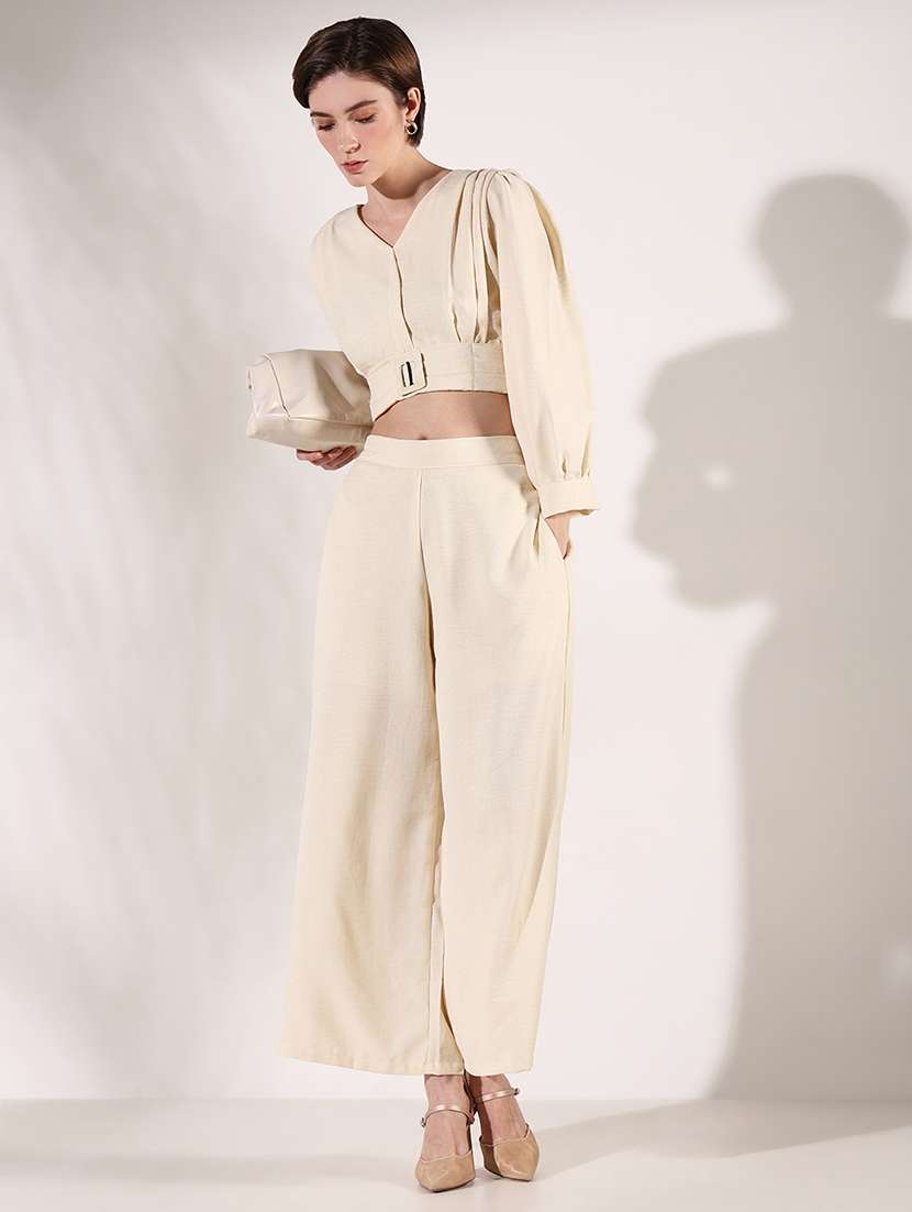 women solid top and trouser co-ords  set - 21661466 -  Standard Image - 4