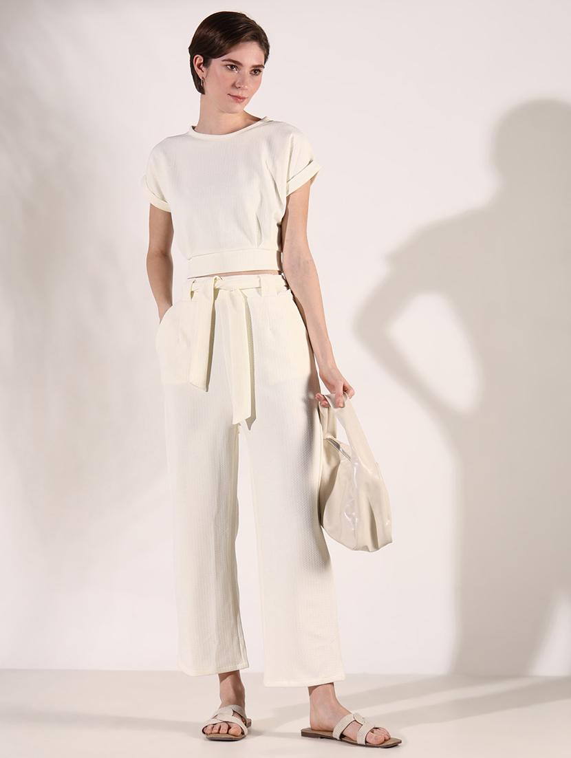 women solid top and trouser co-ords set - 21661467 - Standard Image - 1