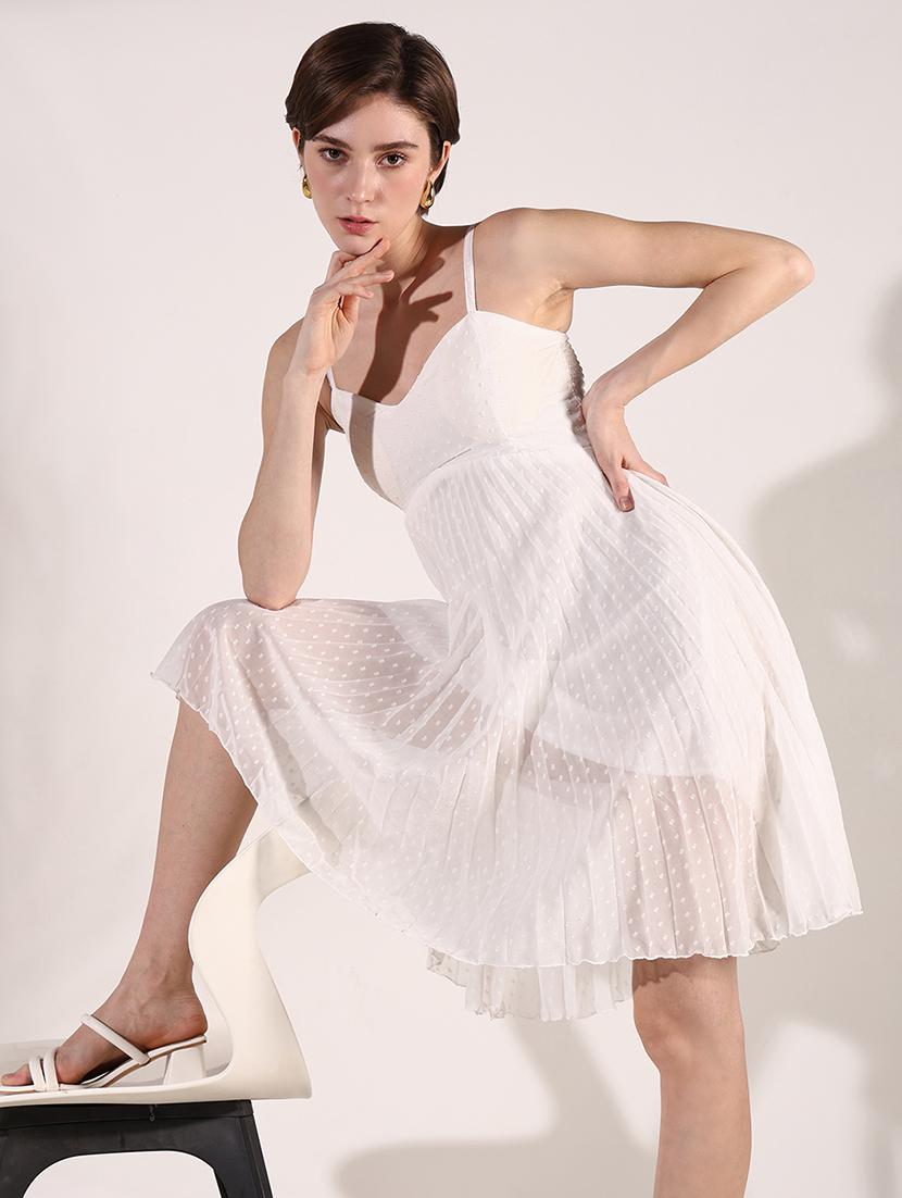 women shoulder strap neck fit & flare dress - 21661484 -  Standard Image - 1