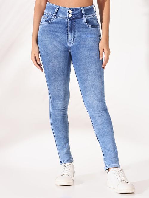 women high rise denim jeans - 21661514 - Standard Image - 0