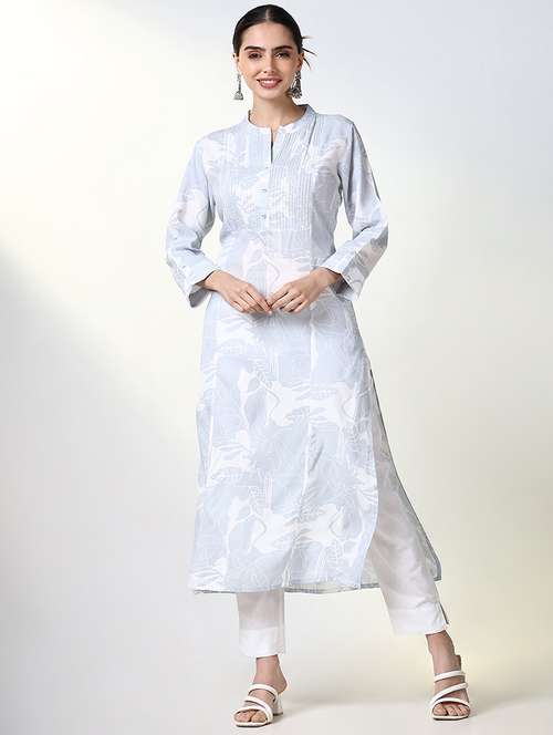 women printed roll up sleeve straight kurta - 21661547 - Standard Image - 0