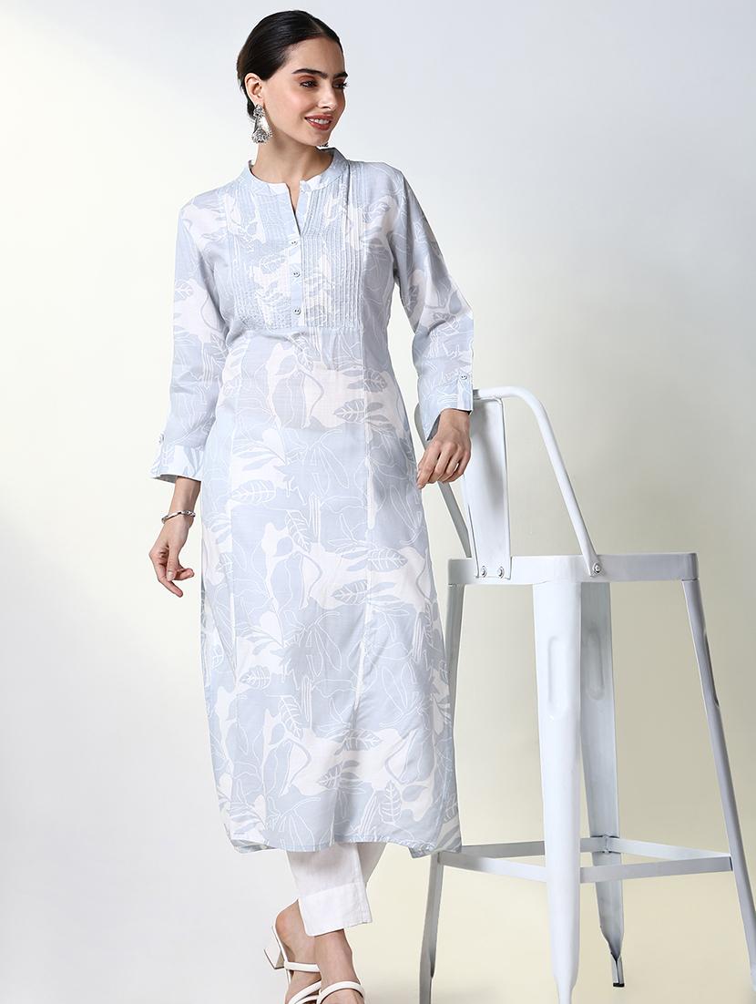 women printed roll up sleeve straight kurta - 21661547 - Standard Image - 4