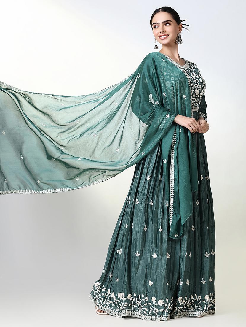 women embroidered flared kurta with dupatta - 21661550 - Standard Image - 4